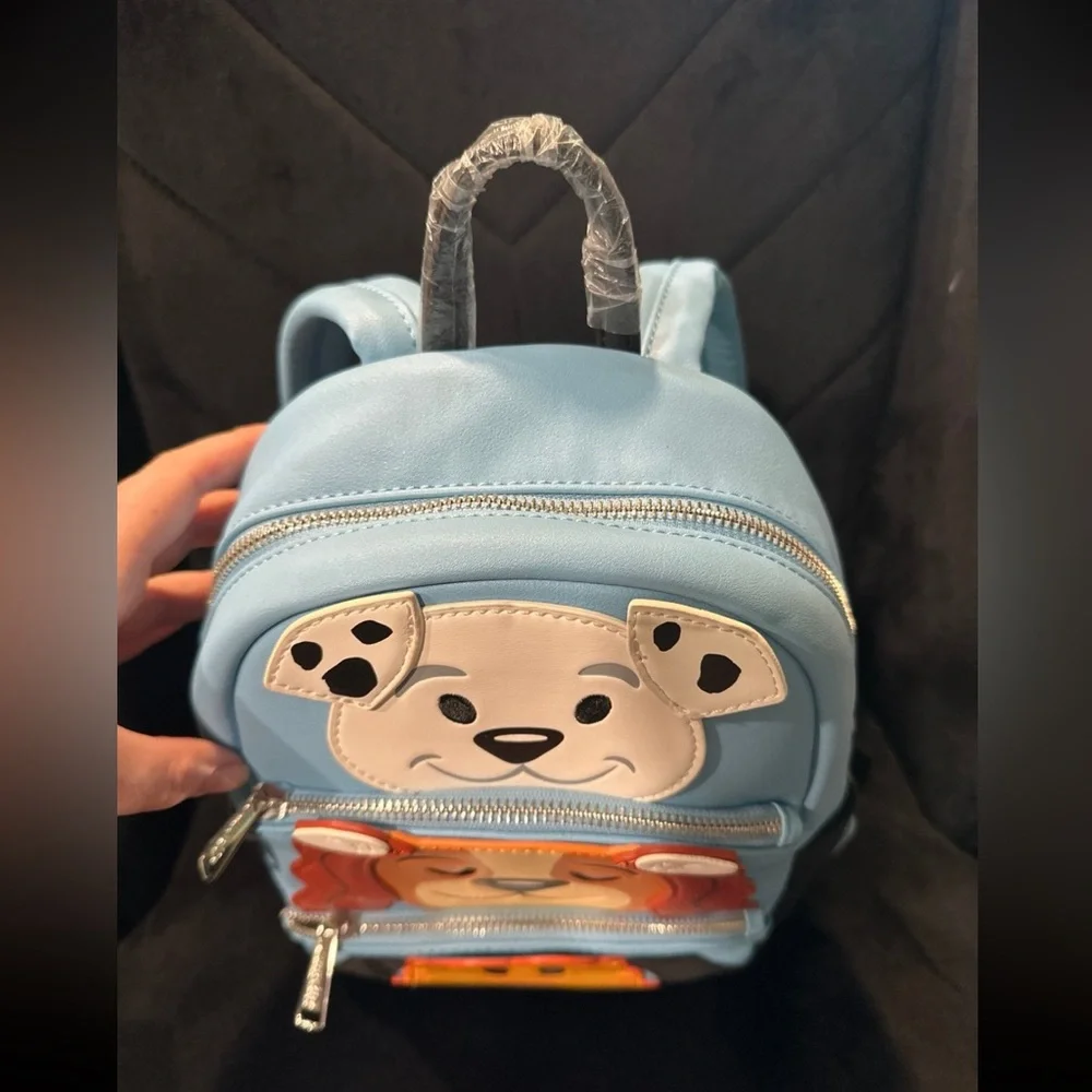 Loungefly Disney Parks Dogs Blue Figural Mini Backpack Bag Rolly Lady Pluto